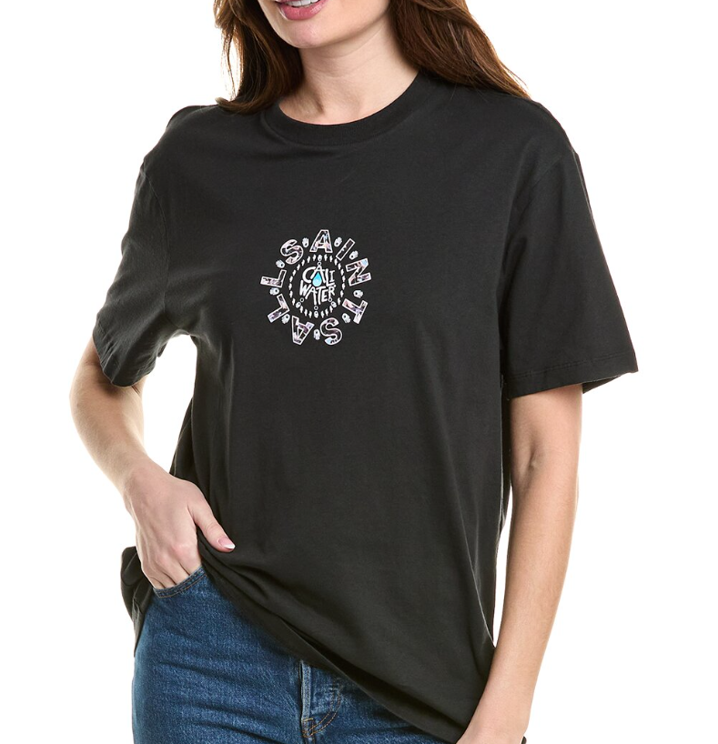 ALL SAINTS T-SHIRT BLACK CALI WATER FRONT AND BACK LOGO