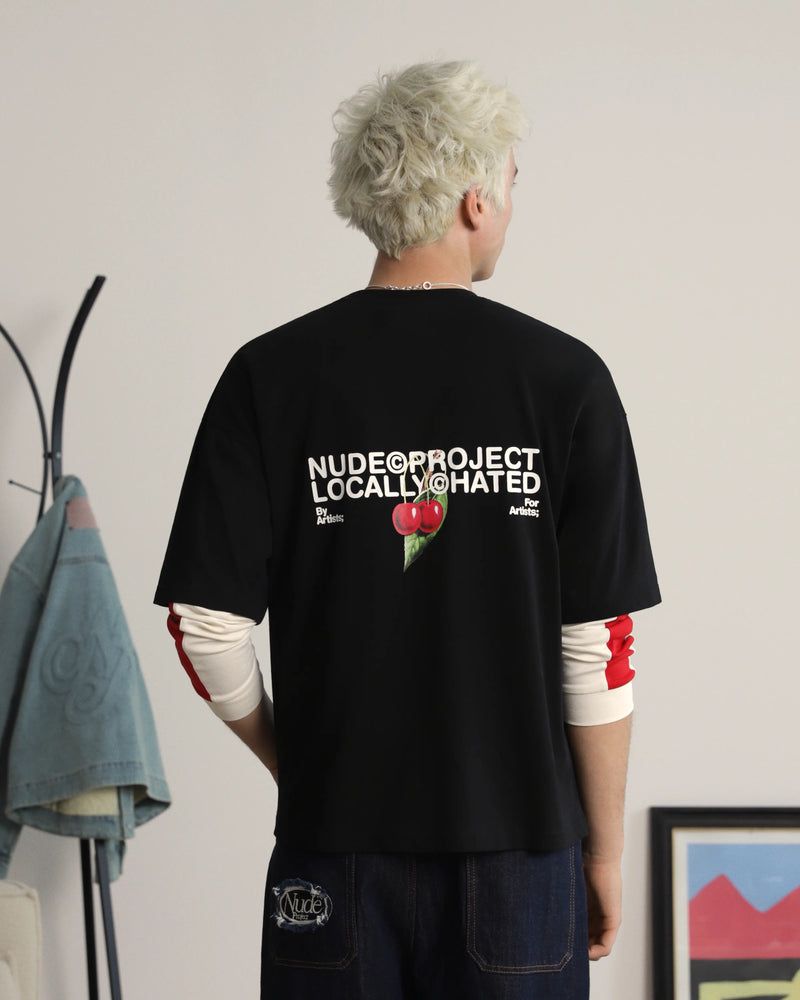 NUDE PROJECT T SHIRT LOCALLY HATED CHERRY BLACK RED