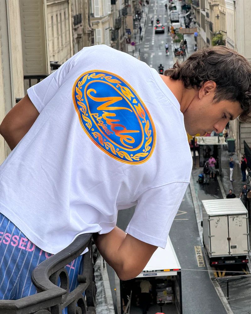 NUDE PROJECT T SHIRT LAUREL WHITE BLUE GOLD