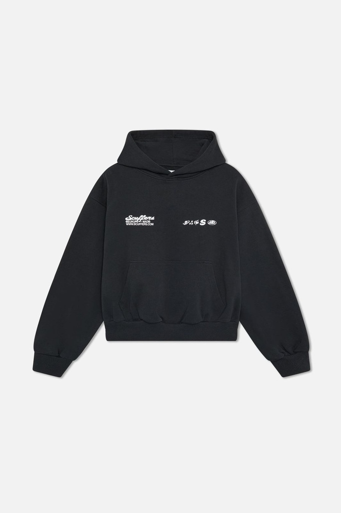 SCUFFERS HOODIE TROPICAL BLACK BLACK WHITE