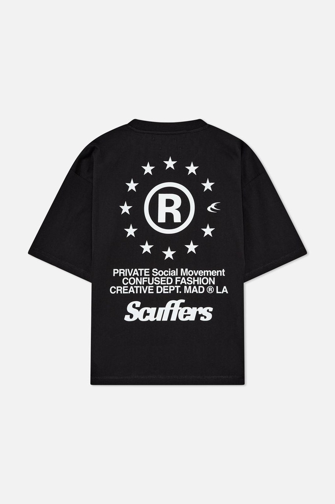 SCUFFERS CONFUSED BLACK T-SHIRT BLACK WHITE