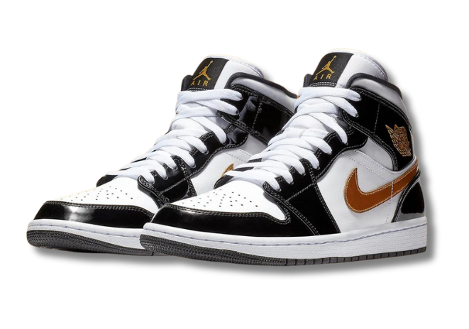 NIKE AIR JORDAN 1 MID METALLIC GOLD BLACK