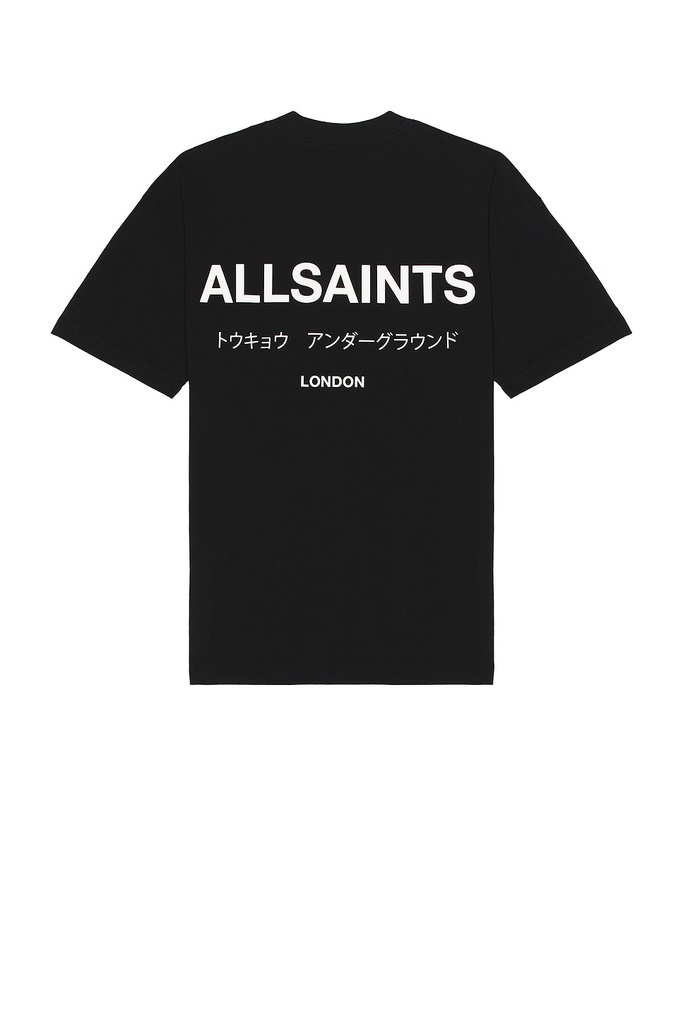 ALL SAINTS T SHIRT BLACK FRONT & BACK JAPANESSELETTERS
