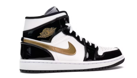 NIKE AIR JORDAN 1 MID METALLIC GOLD BLACK