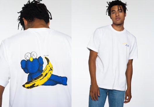 UNIQLO X KAWS X WARHOL T SHIRT WHITE BLUE BANANA