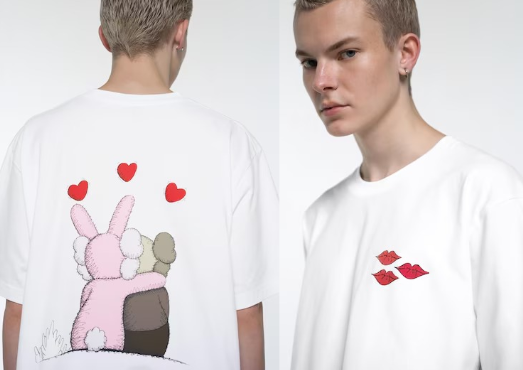 UNIQLO X KAWS X WARHOL T SHIRT WHITE PINK BUNNY HEART LIPS