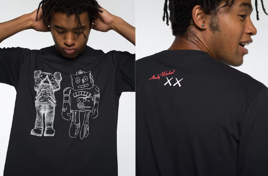 UNIQLO X KAWS X WARHOL T SHIRT BLACK ROBOT