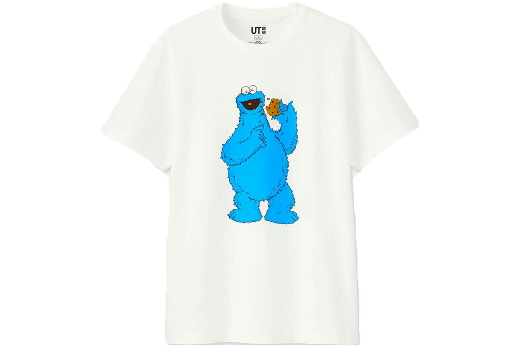 UNIQLO X KAWS T SHIRT SESAME STREET WHITE COOKIE MONSTER