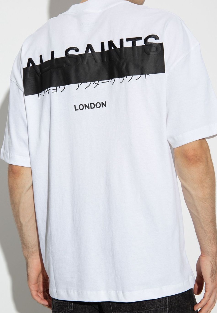 ALL SAINTS T SHIRT WHITE FRONT & BACK JAPANESE LETTERS CANCELLED