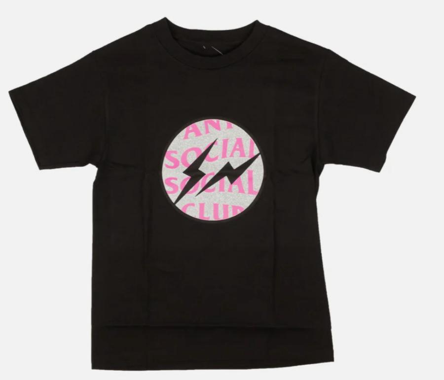 ANTI SOCIAL SOCIAL CLUB T SHIRT BLACK SILVER PINK