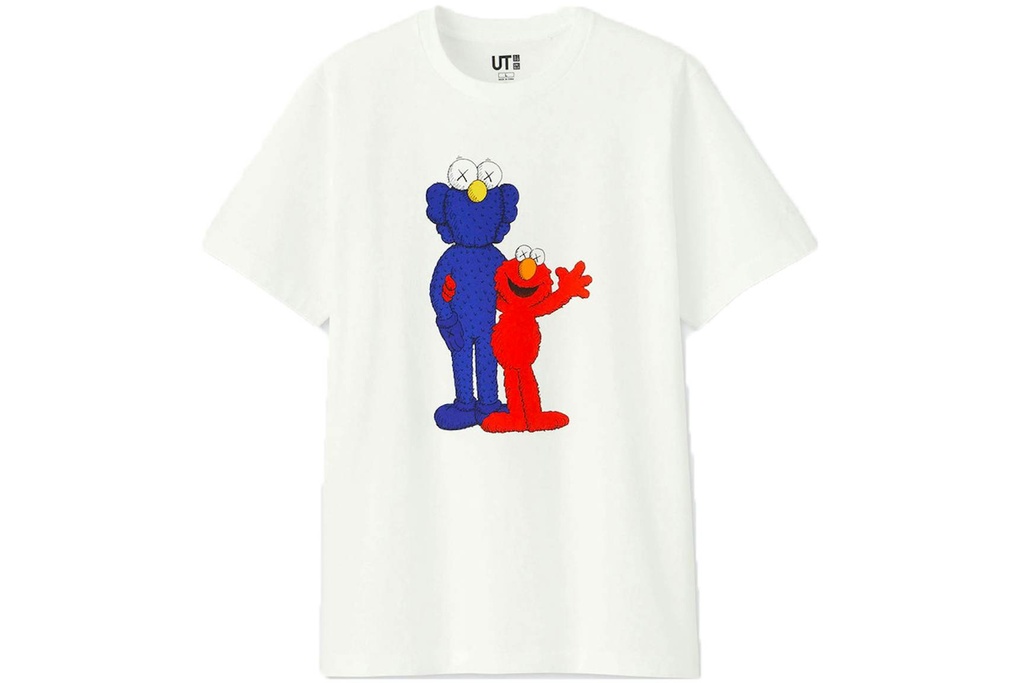 UNIQLO X KAWS T SHIRT SESAME STREET WHITE ELMO N COOKIE MONSTER
