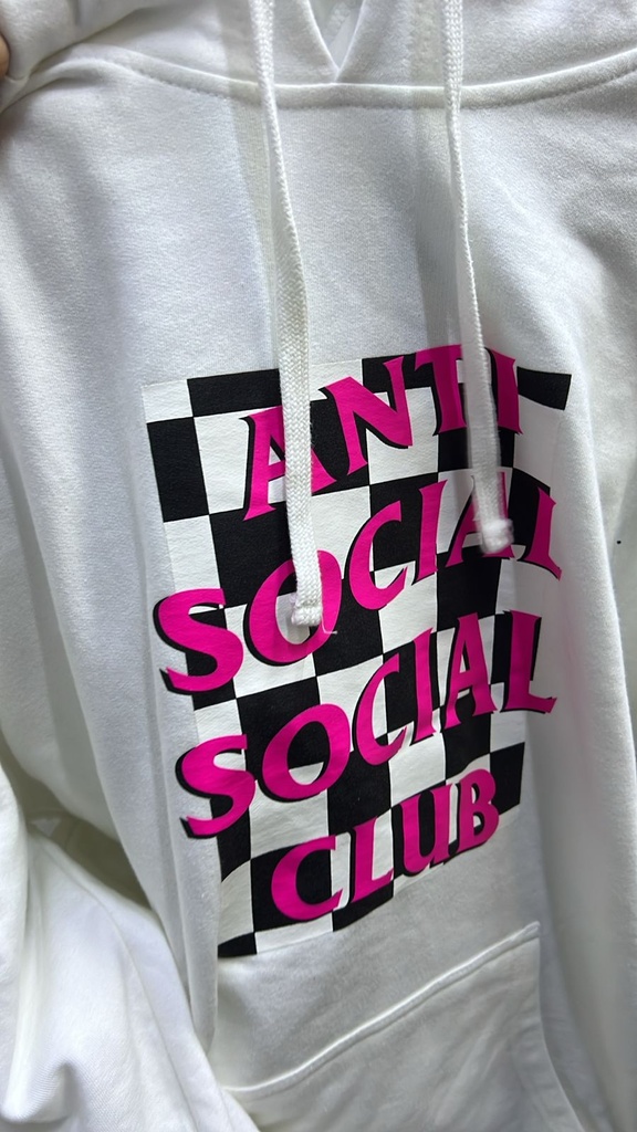 ANTI SOCIAL SOCIAL CLUB HOODIE WHITE BLACK PINK CHESS