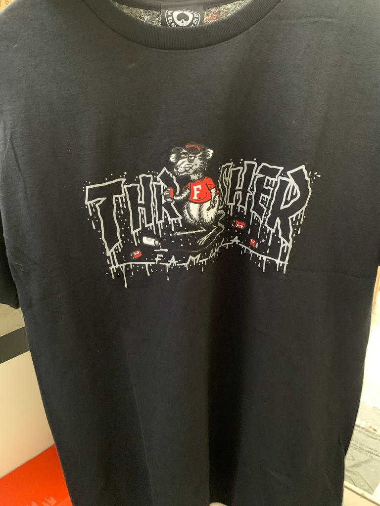 THRASHER T SHIRT BLACK SANTA CRUZ LOGO