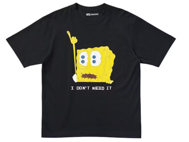 UNIQLO X CPFM SPONGE BOB SQUAREPANTS T SHIRT BLACK I DON´T NEED IT