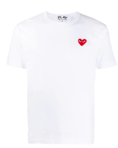 CDG PLAY T SHIRT WHITE RED