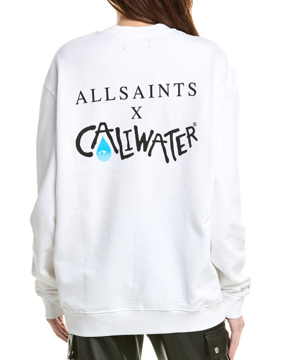 ALL SAINTS CREWNECK WHITE CALI WATER FRONT AND BACK LOGO