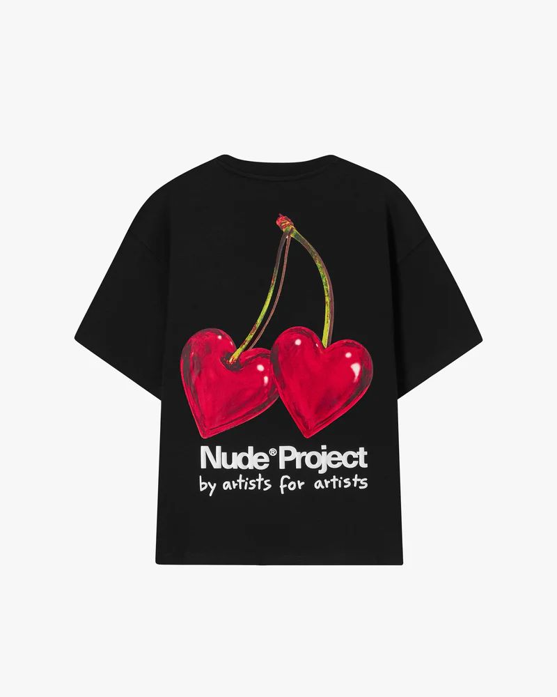 NUDE PROJECT METAL CHERRY T SHIRT BLACK RED