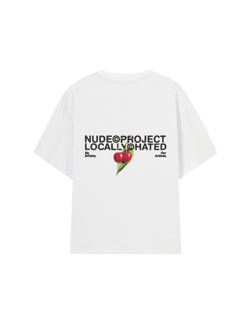 NUDE PROJECT T SHIRT LOCALLY HATED CHERRY WHITE BLACK RED