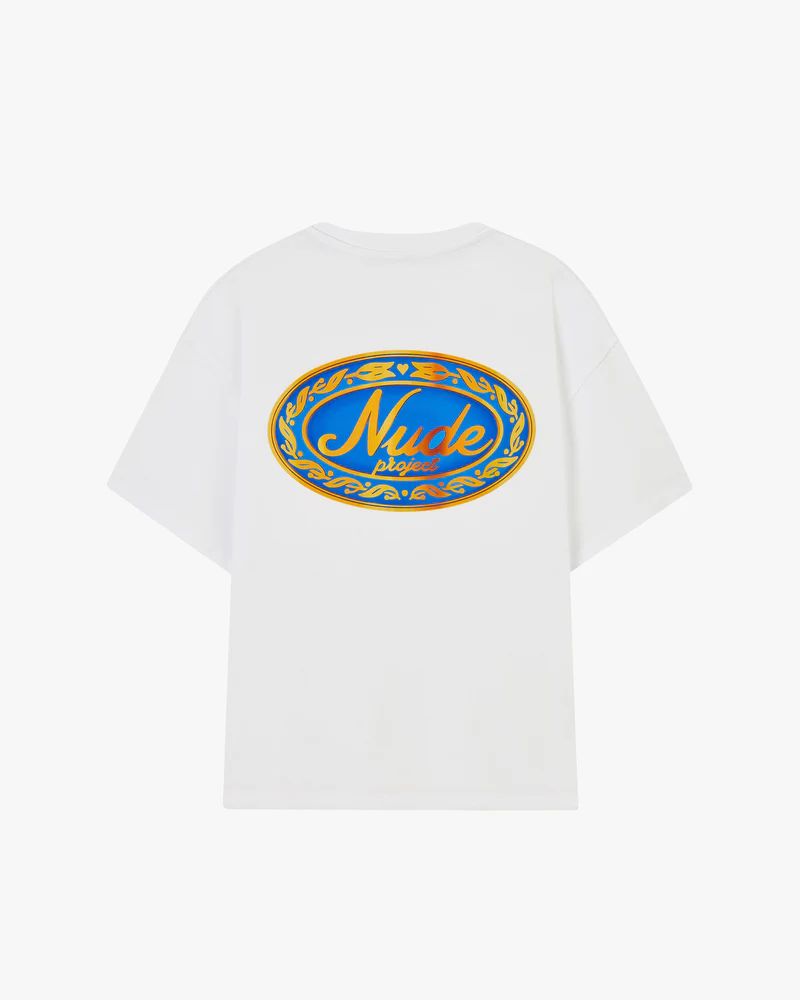 NUDE PROJECT T SHIRT LAUREL WHITE BLUE GOLD