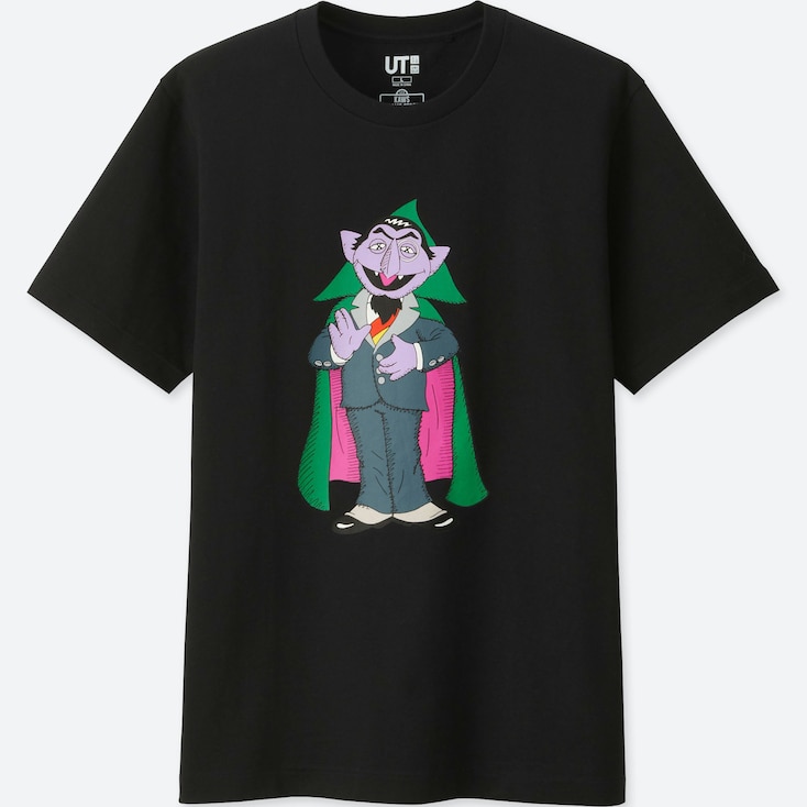 KAWS X SESAME STREER T SHIRT BLACK VAMPIRE