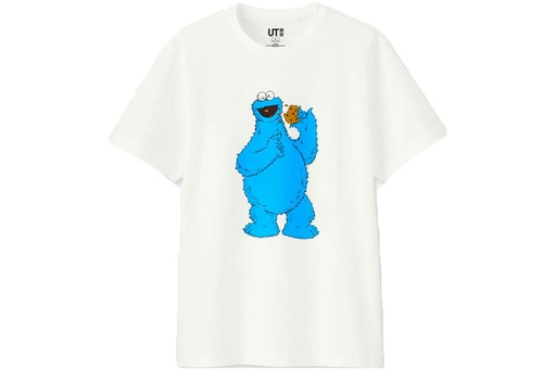 UNIQLO X KAWS T SHIRT SESAME STREET WHITE COOKIE MONSTER