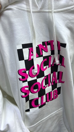 ANTI SOCIAL SOCIAL CLUB HOODIE WHITE BLACK PINK CHESS