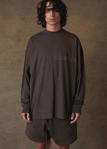 FEAR OF GOD ESSENTIALS T SHIRT TEE MANGA LARGA VERDE OBSCURO OFF BLACK