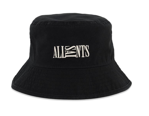 ALL SAINTS BUCKET HAT BLACK WHITE SMALL LOGO