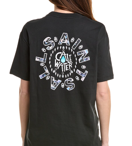 ALL SAINTS T-SHIRT BLACK CALI WATER FRONT AND BACK LOGO