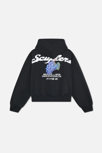 SCUFFERS HOODIE TROPICAL BLACK BLACK WHITE