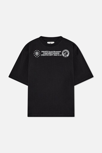 SCUFFERS CONFUSED BLACK T-SHIRT BLACK WHITE